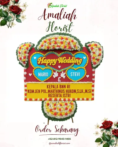 Karangan Papan Bunga Pernikahan di Simpenan